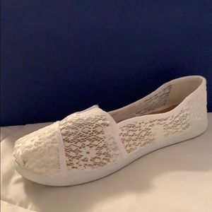 White Crochet flats